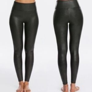 SPANX Faux Leather Leggings High Rise Shine Black